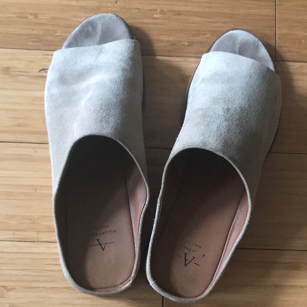 Aquatalia Waterproof Suede Mules, size 10